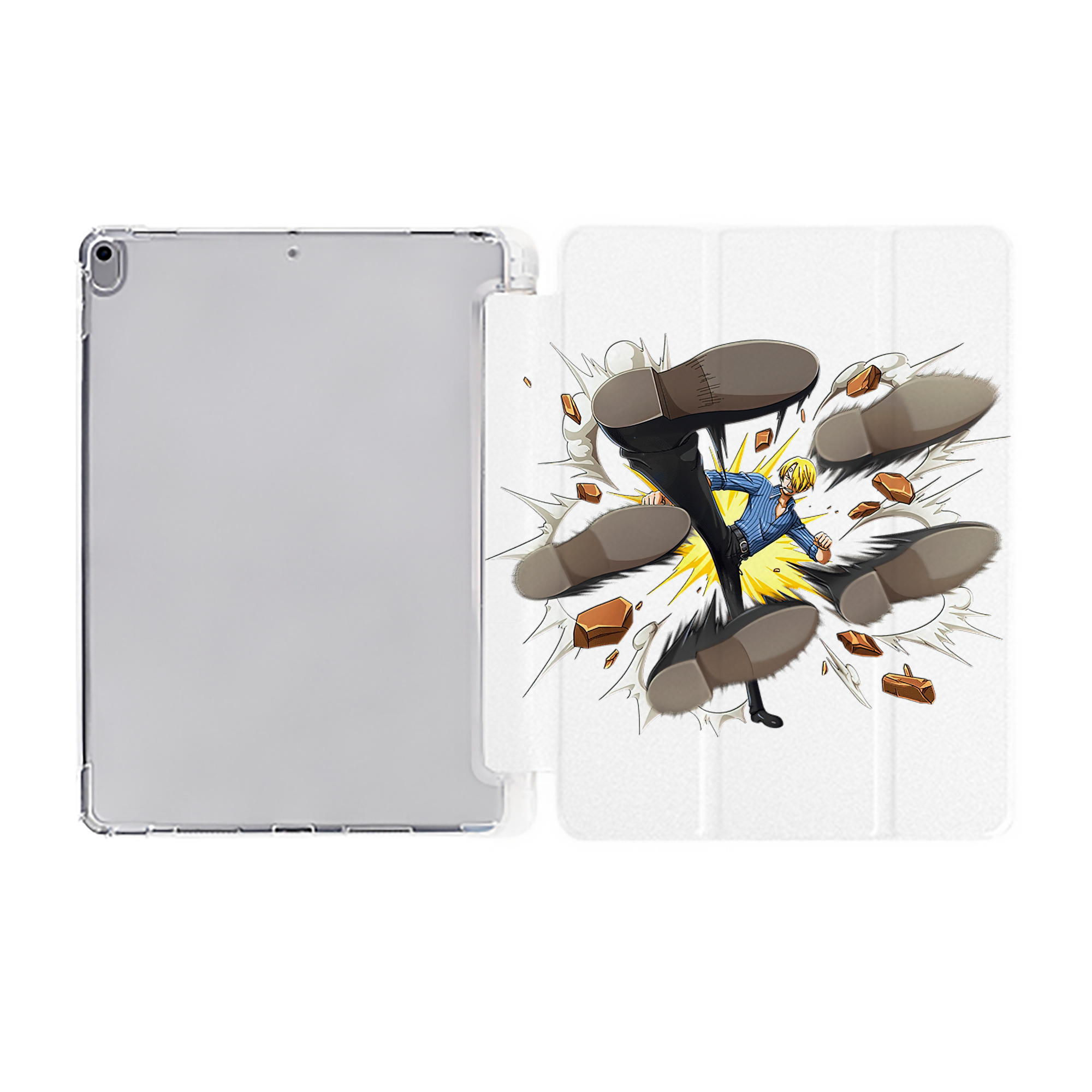 （画像用） ワンピース サンジ ONE PIECE Sanji IPad ケース ペン収納付き 三つ折りスタンド PUレザー×シリコン 対応機種9.5/10.5/10.9インチ